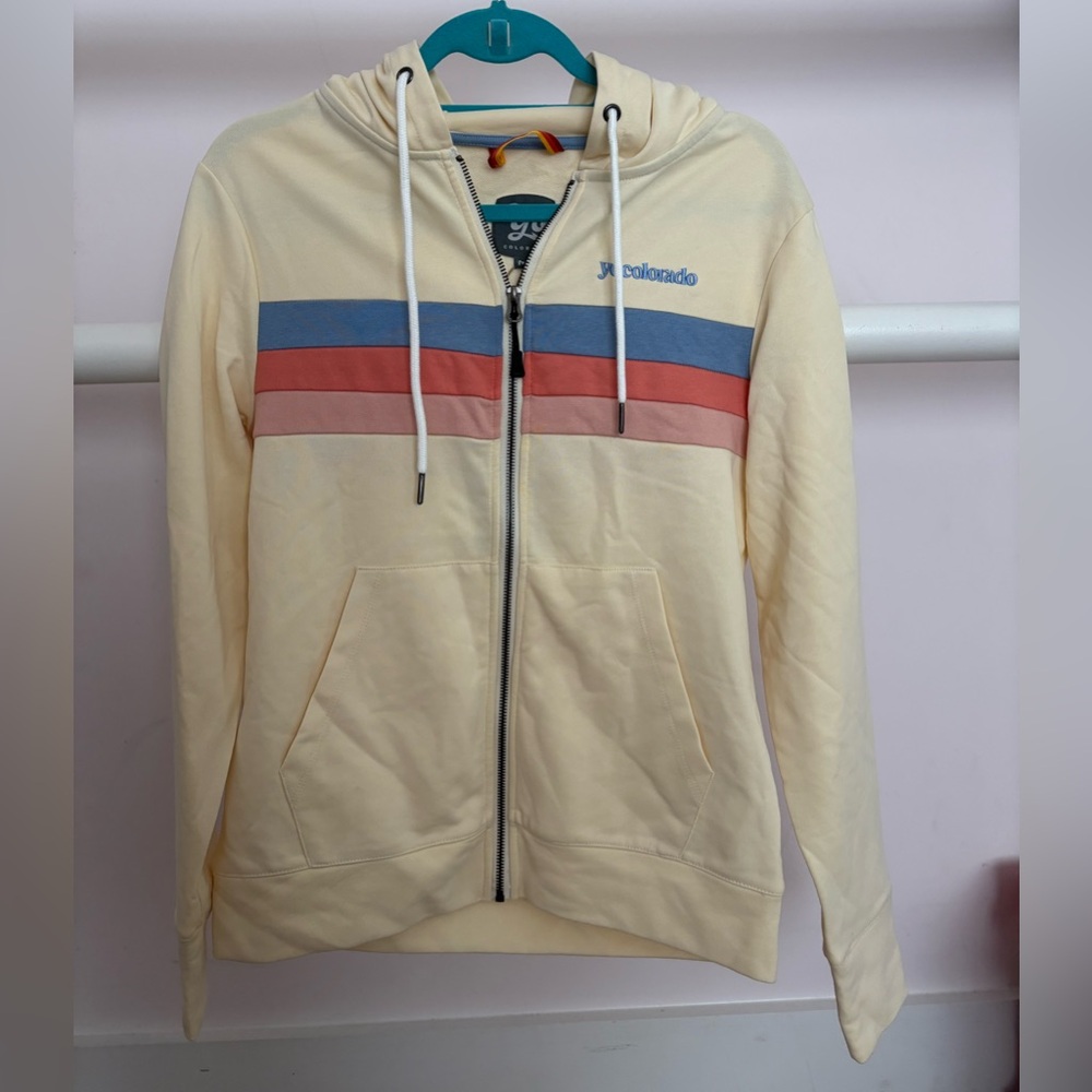 Women's Cream and Multicolor Hoodie